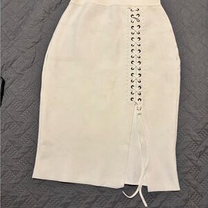 Alexander Wang Cream Lace-Up Pencil Skirt